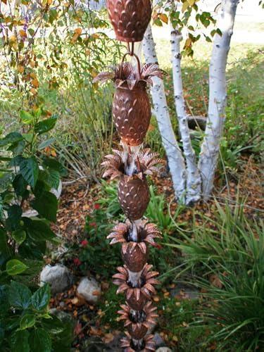 Nutshell Stores Pineapple Theme Copper Rain Chain - Copper - 13 Feet
