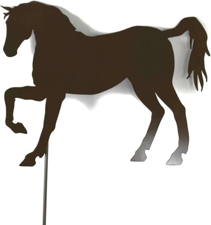 Pets and Farm Animals Metal Garden Landscape Stake (15" Wide Horse on Stake, Gloss Brown)