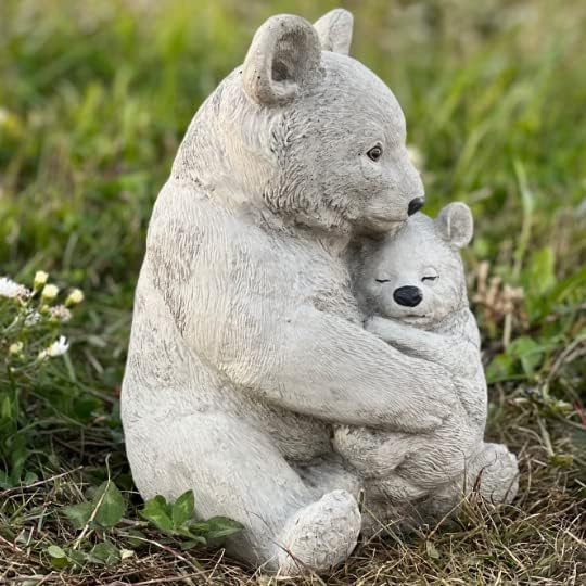 Bears Statue Garden Baby Bear Figurine Concrete Animals Sculpture Lawn Statue for Home and Garden