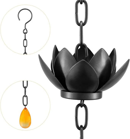 Rain Chain Set, 4ft Copper Plated Rain Chain for Gutters with Adapter, Rain Chain Cups to Replace Gutter Downspout