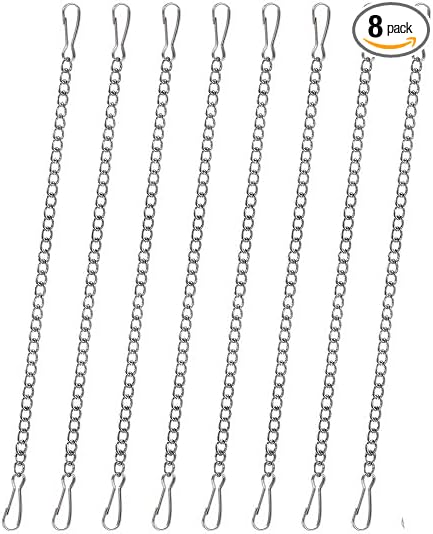 8 Pcs 20 Inch Stained Glass Window Hanging Chain, Stainless Steel Picture Hanging Chain with Hooks, Hangings Basket Chains for Suncatcher Crystals, Window Art, Outdoor, Walls, Gardens and Kitchens