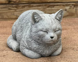Cute Laying Kitty Resting Cat Statue Sleeping Cat Figurine Pet Memorial Stone Cat Concrete Garden