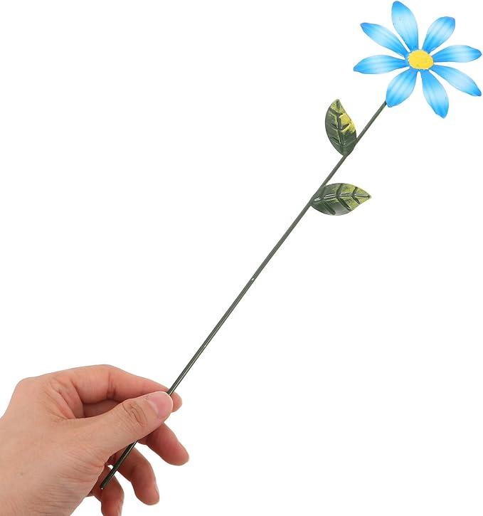 iplusmile 7pcs Metal Flowers Garden Stakes, 15 Inch Colorful Decorative Outdoor Yard Art, Rust-Proof Iron Floral Plant Sticks for Lawn Patio Pathway Spring Decor, Multi-Color