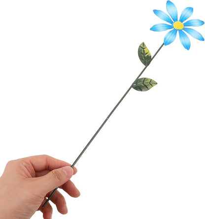 iplusmile 7pcs Metal Flowers Garden Stakes, 15 Inch Colorful Decorative Outdoor Yard Art, Rust-Proof Iron Floral Plant Sticks for Lawn Patio Pathway Spring Decor, Multi-Color