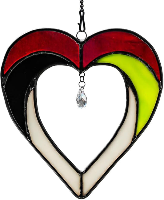 Heart Stained Glass Suncatchers for Windows Hangings,Heart Sun Catcher Decor Crystal Bead Ornaments,Home Decor,Birthday Gift for Men,Women,Father,Grandpa,Grandma