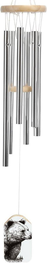 Large Aluminium Wind Chimes 20.5" Inches Wildlife Hand Drawn Bear Animal Wind Chimes for Outside Memorial Wind Chimes Sympathy Wind Chime for Outdoor Garden Patio Decoration