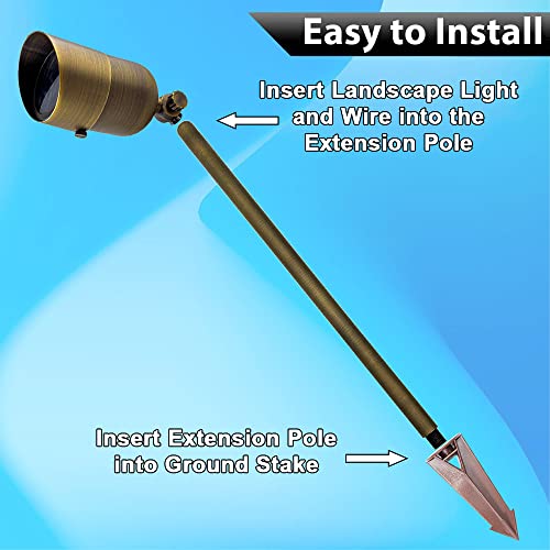 Brass Landscape Lighting Extension Riser 12" - Spotlight Extender