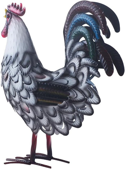 15" Rooster Statue Chicken Sculpture Garden Decoration Metal Yard Art for Yard Outdoor Decoration (#K)