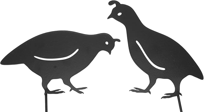 Semme 4pcs Handcrafted Metal Quail Family Yard Decor Unique Iron Art Stake Statue for Garden and Outdoor Spaces
