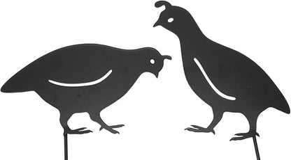 Semme 4pcs Handcrafted Metal Quail Family Yard Decor Unique Iron Art Stake Statue for Garden and Outdoor Spaces