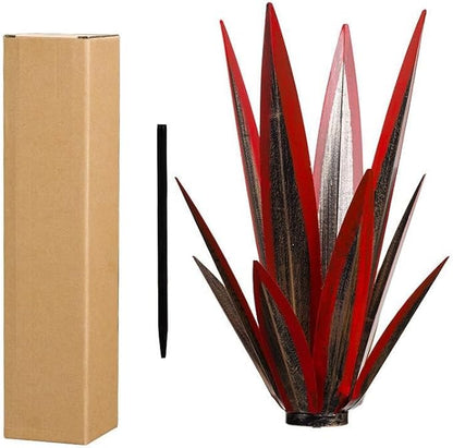 14 inch Metal Agave Flowers Plant Outdoor Décor DIY Metal Tequila Country Flowers Ornament Outdoor Decor Home Lawn Patio Stake Yard Art Decoration (Brick Red, 1 PCS)