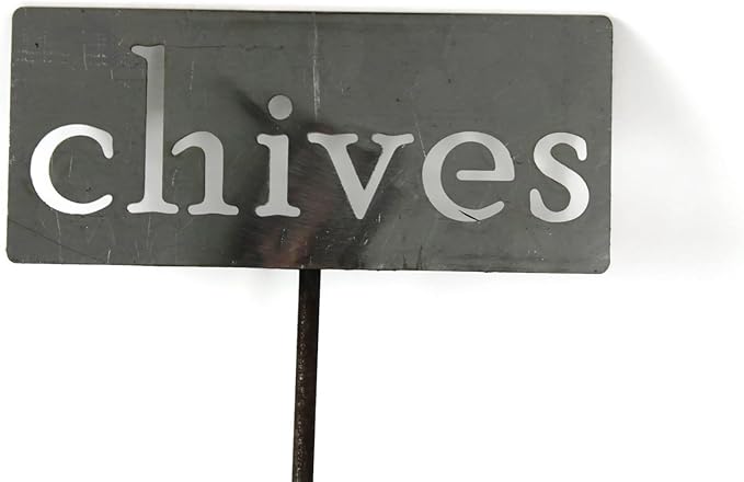 Classic Metal Garden Markers 19 Inches Tall (chives, Raw, Unfinished Steel (will rust with time))