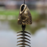 WANLIAN Fish Skeleton Wind Chime, Fish Wind Chime for Patio Porch Garden Balcony Beach House, Soothing Melody Gift for Fishing Lovers Housewarming Birthday Holiday