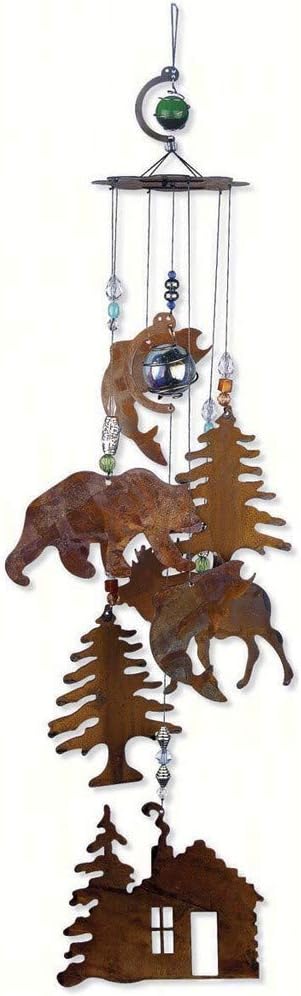 Sunset Vista Designs Wilderness Wonders Rustic Cabin Wind Chime, 24-Inch Long