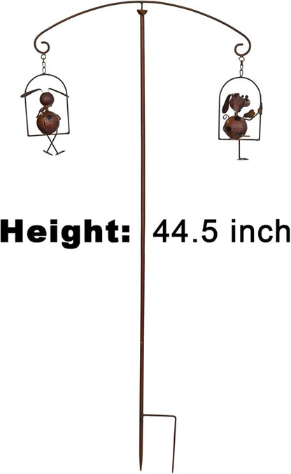 Lovely Iron Puppies Garden Balancing Stakes 44.5" High, Animals Play Seesaw Decorative Metal Yard Balancer Art, Present to Dog Lovers as Outdoor Lawn Decoration Sculpture