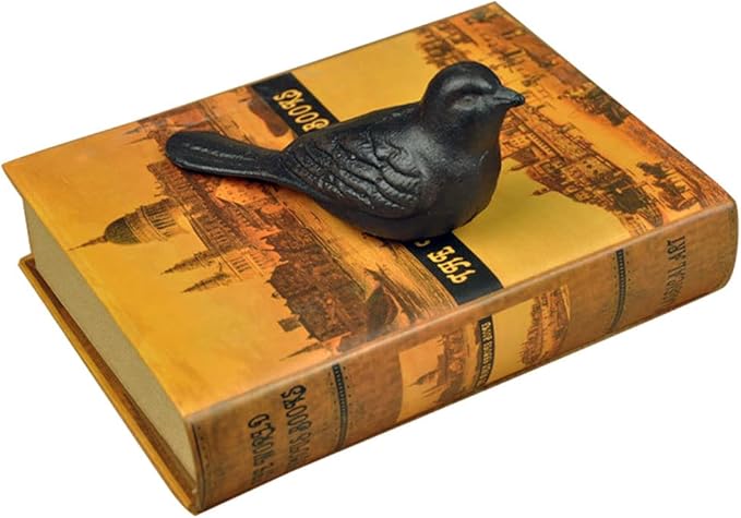 Rustic Cast Iron Bird Statue Farmhouse Chic Cottage Bird Figurine Home Garden Desktop Decor Doorstop Collectible Animal Bird Figurines Gift Retro