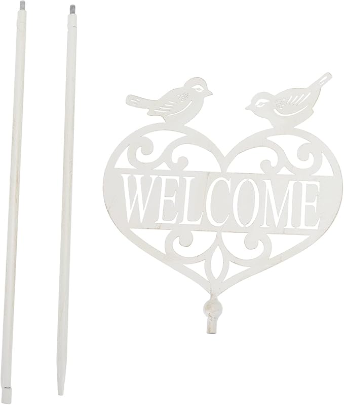 Outdoor Welcome Garden Sign Stake Decorative Metal Welcome Board for Yard Patio Lawn Plug-in Garden Decor 33.85X7.87In