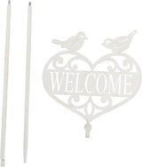 Outdoor Welcome Garden Sign Stake Decorative Metal Welcome Board for Yard Patio Lawn Plug-in Garden Decor 33.85X7.87In