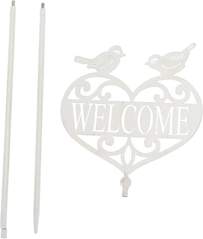 Outdoor Welcome Garden Sign Stake Decorative Metal Welcome Board for Yard Patio Lawn Plug-in Garden Decor 33.85X7.87In