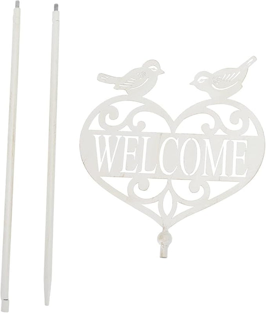 Outdoor Welcome Garden Sign Stake Decorative Metal Welcome Board for Yard Patio Lawn Plug-in Garden Decor 33.85X7.87In