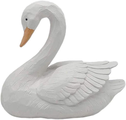 White Swan Statue Garden Ornament - Resin Figurine Sculpture for Yard Decoration, 7.3" Height - Elegant Swan Design for Landscaping Art & Crafts.