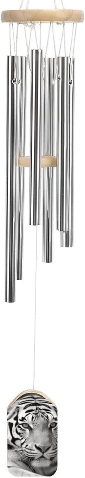 Wind Chimes for Outside,Black White Tiger Printed Cute Aluminium Windchimes Outdoors,Soothing Melodic Memorial Wind Chime for House Porch Patio Garden Balcony Decor