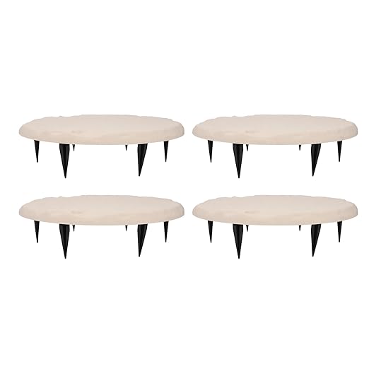 Outdoor Stepping Stones Garden Pathway Stones Landscape Stones 15.71in Round Polypropylene Resin with 6 Ground Stakes for Lawn Decor Walkway (Beige)