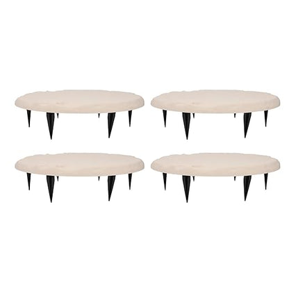 Outdoor Stepping Stones Garden Pathway Stones Landscape Stones 15.71in Round Polypropylene Resin with 6 Ground Stakes for Lawn Decor Walkway (Beige)