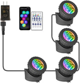 T-SUN Color Changing Pond Lights LED Underwater Fountain Lights with Bluetooth APP Control, IP68 Waterproof Submersible Spotlight for Aquariums, Fish Tanks, Pools, Garden and Yard Ponds (Set of 4)