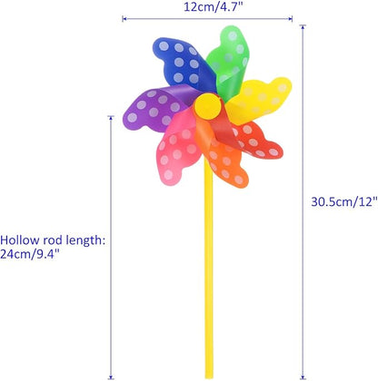 M METERXITY 1 Set Wind Spinner - 12 Inch Pinwheels for Yard and Garden,Apply to Garden Decor/Yard Decorations Outdoor/Backyard Decor/Yard Art (Colorful Dots Windmill)