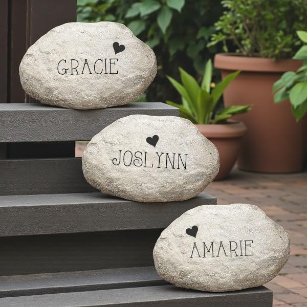 Personalization Universe Reasons Why Custom Garden Stones - Heart-Shaped, Durable Resin Outdoor Decor - Personalized Stepping Stones for Family Garden, Small 4" x 3.88"