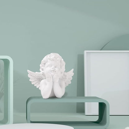 BRABUD Resin White Angle Statue Praying Cherub Statue Indoor Outdoor Home Garden Wings Angel Decoration Figurine Collection 4.9'' TQGJBS70