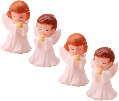 4Pcs Praying Angels Figurines, 2.55 inch Praying Angel Mini Plastic Angel Figurines for Garden Statue Home Decoration