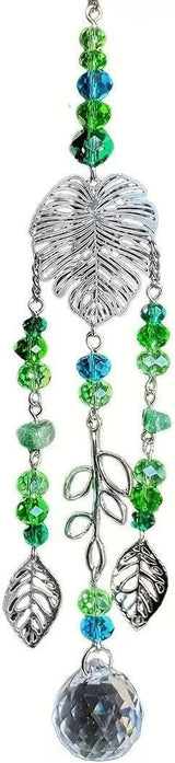 Crystal Sun Catcher, Angle Design Garden Hanging Rainbow Maker Ornament, Decorative Hanging Prism for Windows, Outdoors, Patio, Wedding, Party Decor (Green)