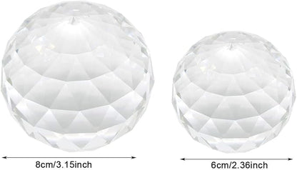 2 Pack Clear Crystal Ball Prism Window Rainbow Maker Window Prisms Suncatcher for Feng Shui, (80mm+60mm)