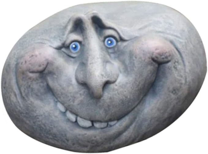 Funny Face Rock Art Sculpture Decoration Yard Art Face Resin Sculpture Mystical Garden Stones for Indoors Outdoors Patio