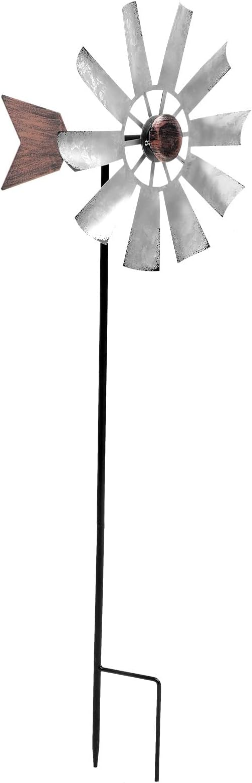 Yardwe Large Metal Windmill Ornament Outdoor Garden Decor Rotatable Wind Spinner with Durable Metal Construction for Lawn Patio Courtyard