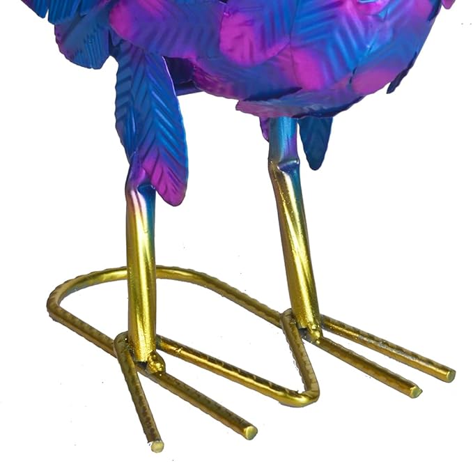 Small Peacock Statue Animal Sculpture Garden Decoration Metal Yard Art for Yard Outdoor Decoration (Purple)