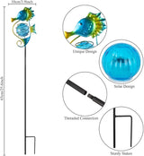 Solar Lights Outdoor 2 Pack, Metal Garden Decorative Stake Solar Lights Blue Seahorse Decor for Garden, Pathway, Lawn, Patio, Yard