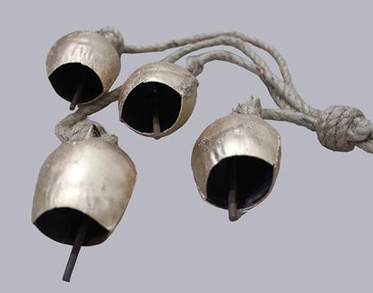 Mango Gifts Shabby Chic Rustic Vintage Cow Bells Hanging Chimes with Rope Tranquil, Bohemian Style Wind Chimes for Garden Outdoor and Patio (MGT24)