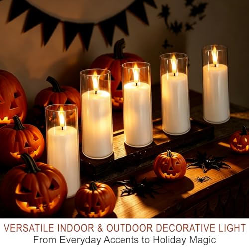 6-Pack 6" White Flickering LED Candles - Remote & Timer, Waterproof