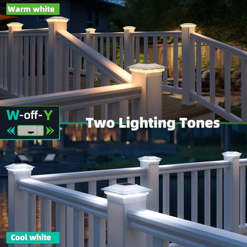 Solar Post Cap Lights 12-Pack - 4x4/5x5/6x6 Warm & Cool White