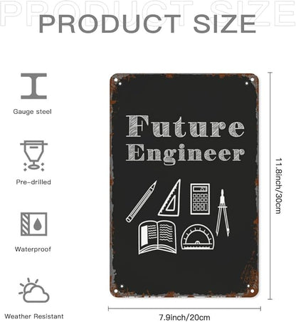 Patio Wall Decor Future Engineer Designer Construction Metal Signs Vintage Man Cave Home & Outdoor Decoration Vintage Wall Art With Inspirational Quotes & Life Sayings 8X12inch