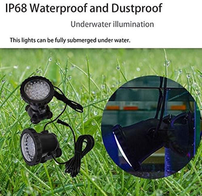 Pond Lights, RGB Outdoor LED Fountain Lights Underwater Landscape Spot Lights IP68 Waterproof Dimmable Memory for Garden Yard Lawn Waterfall (4 Lights)