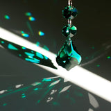 20pcs Chandelier Crystals Maple Leaf Prism Pendant Parts Connected Glass Octagon Beads Chain for Chandelier Decoration 38mm (Peacock Green)