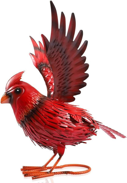 Vindar Cardinal Garden Sculpture Cardinal Statue Metal Bird Yard Art Realistic Large Red Bird Standing Handcrafted Outdoor Decor, Gift for Mom Grandma Wife