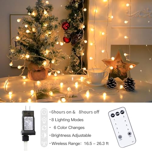 Plug-In Globe String Lights 65.6ft 150 LED - 8 Modes