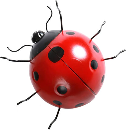 balacoo 1pc Seven Star Ladybug Ornament Animal Garden Statues Iron Ladybug Ladybugs Wall Sculptures Metal Ladybug Wall Art Outdoor Fencing Decor Ladybug Crafts Iron Parts Red Beetle, 29X22X11CM