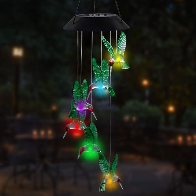 MorTime 2 Pack Wind Chime, Color Changing Mobile LED Solar Wind Chime Outdoor Mobile Hanging Patio Light, Porch, Deck, Garden Decor