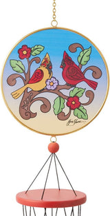 Enesco Jim Shore Heartwood Creek Cardinal Birds on Branches with Flowers Wind Chime - Decorative Hanging Metal Tube Wind Chimes Indoor Outdoor Patio Home Decor Windchime, 28 Inch